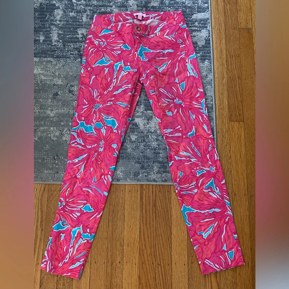 🎉HOST PICK🎉 Lilly Pulitzer Kelly skinny ankle pants Sea Blue Flirty Sea print, 0